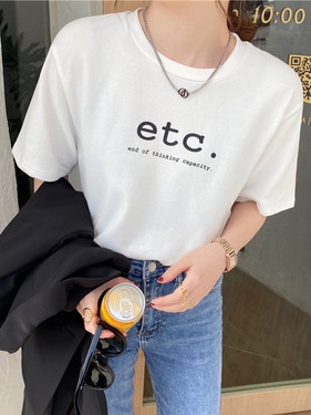 着回し最強 プルオーバー 無地 プリント アルファベット Tシャツ