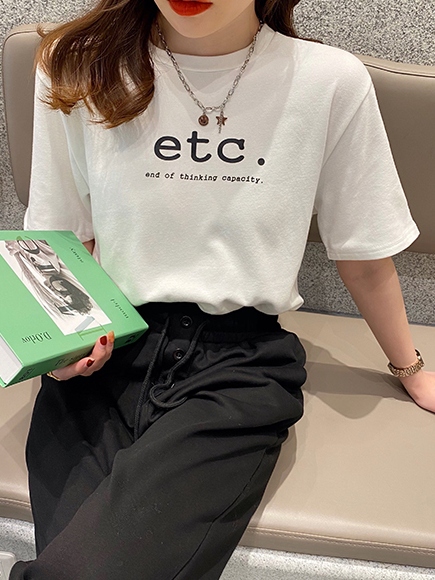 着回し最強 プルオーバー 無地 プリント アルファベット Tシャツ