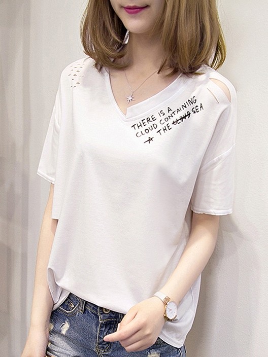 欠かせない プルオーバー アルファベット シンプル 半袖 Tシャツ