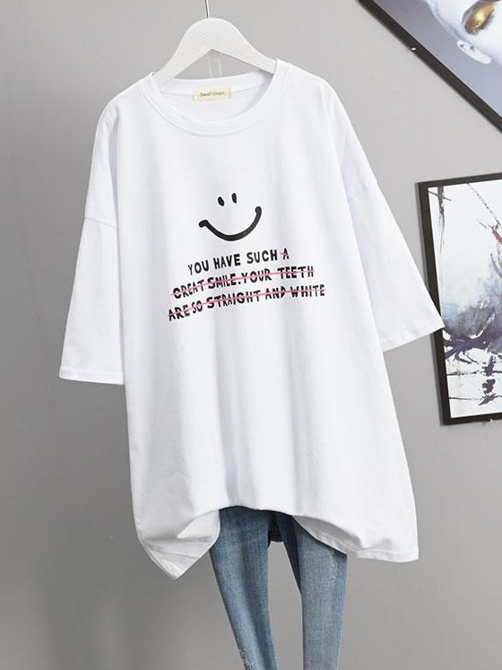 全3色 プルオーバー アルファベット シンプル プリント Tシャツ