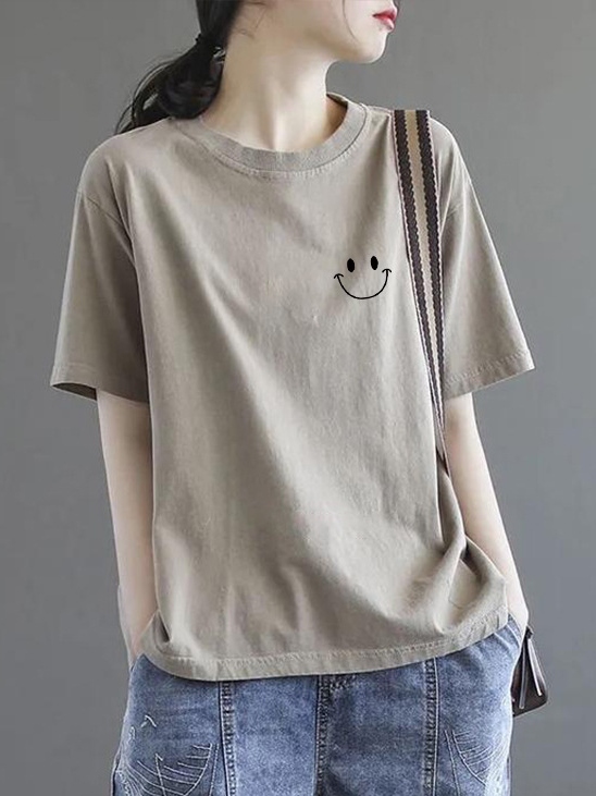 個性的なデザイン プルオーバー 無地 シンプル プリント Tシャツ