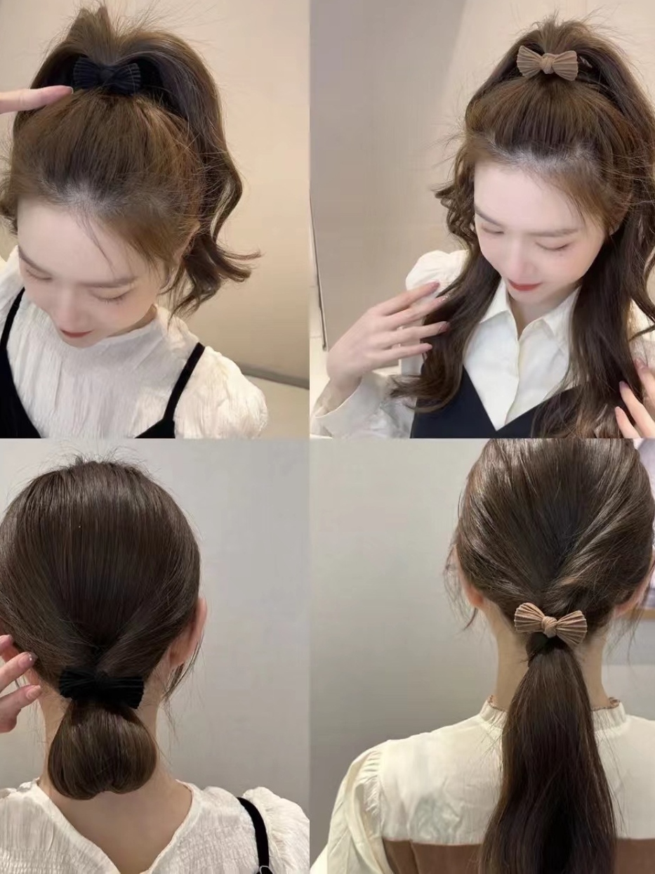 質感あふれる 無地 リボン 定番  シンプル ヘアアクセサリー