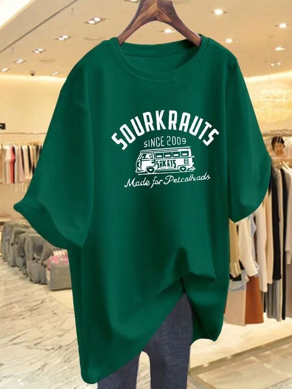 可愛いデザイン ラウンドネック アルファベット シンプル プリント Tシャツ