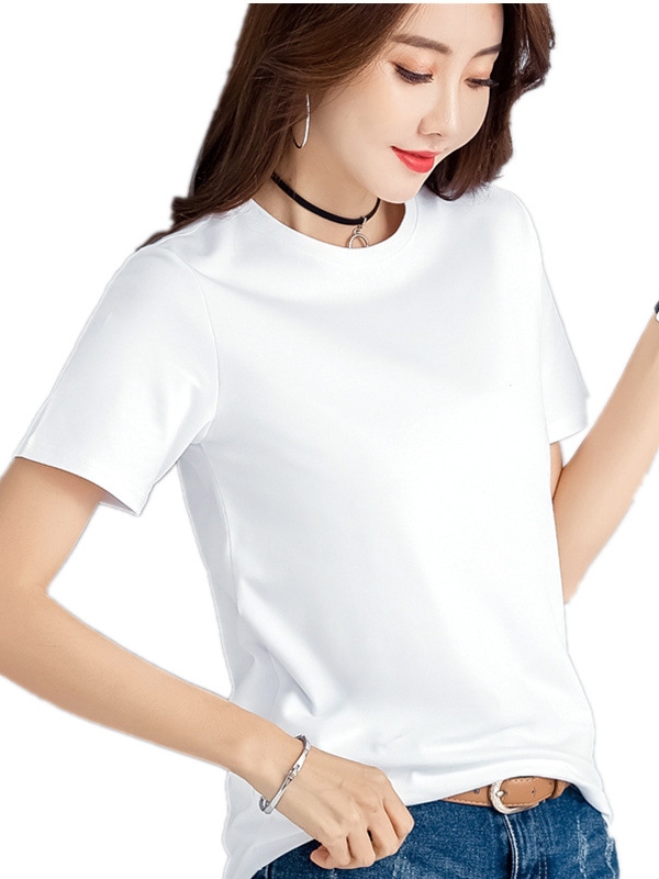 韓国風ファッション 合わせやすい 体型カバー  ラウンドネック 夏 Tシャツ