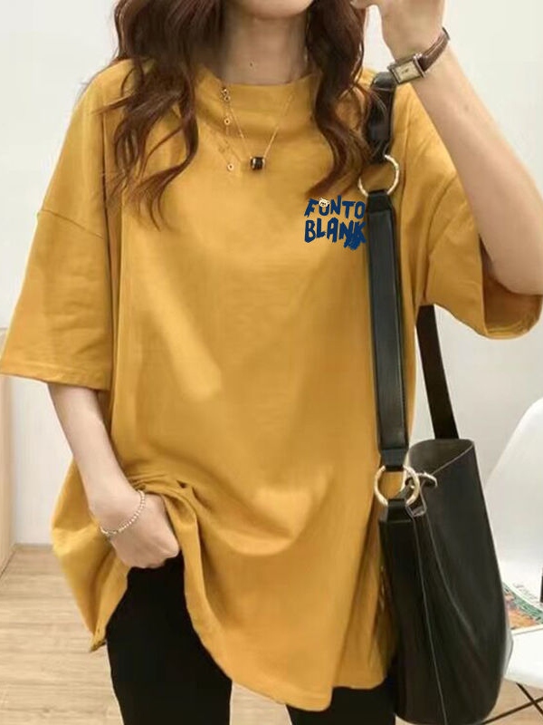 絶対流行 シンプル アルファベット  伸縮性あり  半袖  夏 レディース  ラウンドネック Tシャツ